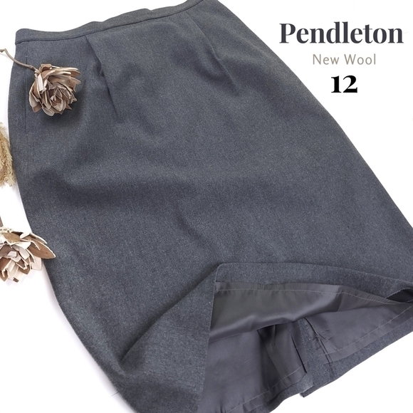 Pendleton Grey New Wool Pocketed Skirt Size 12 - Picture 1 of 10